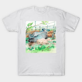 Buffalo and baby Kwai Relaxing in Nature T-Shirt